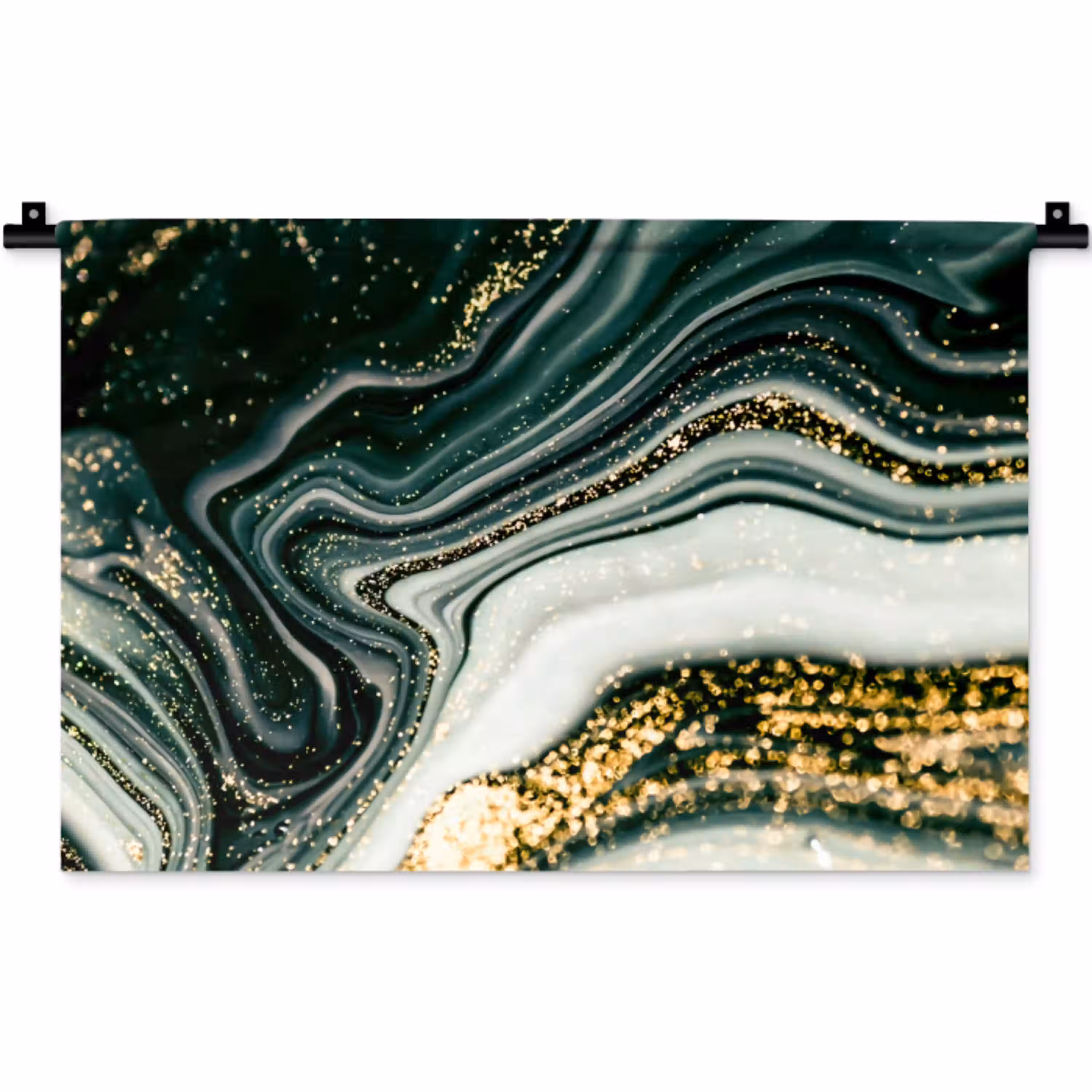 Marmerlook - Goud - Groen - Glitter - Design - Marmer Wandkleed katoen klein -zz3d