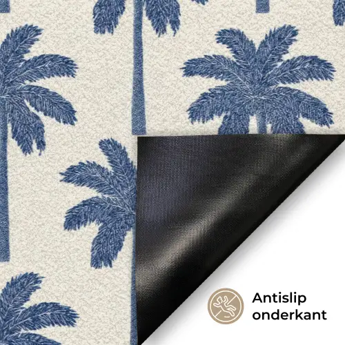 Symmetrisch - Palm - Blauw Deurmat klein 898 -antislip_NL