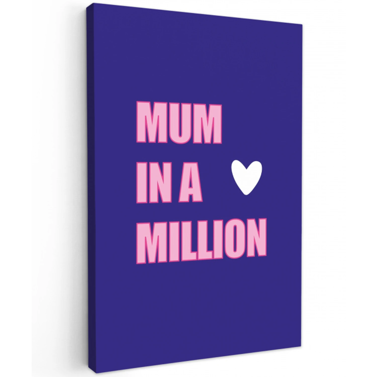 Moeder - Tekst - Blauw - Hartje Tuinposter op houten frame 2 cm dik middel -3d