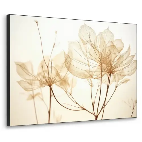 Droogbloemen - Beige - Planten - Wit Textielframe - compleet frame klein -3d