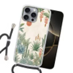 Woestijn - Planten - Groen Hoesje iPhone 16 Pro Max met koord klein -sfeer1