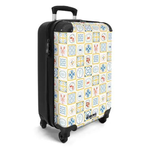 Italiaanse tegel print geel NBS - Handbagage koffer - Volwassenen Unisex middel -productfoto_3d