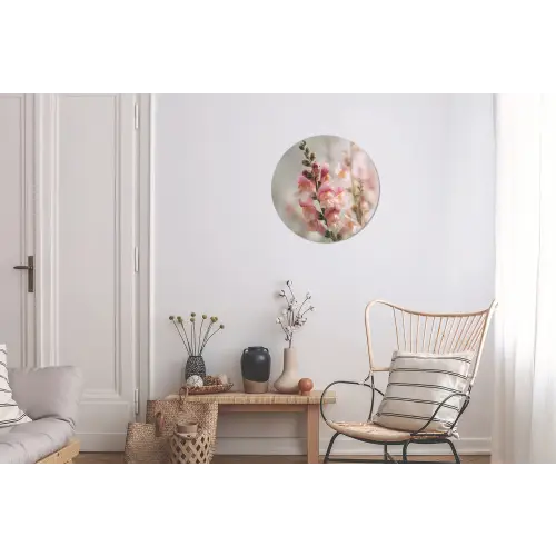 Bloem - Leeuwenbek - Roze - Stengel Wandcirkel aluminium klein -woonkamer