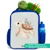 Bruine zeeschildpad in pastel onderwaterwereld Kinderrugzak - Blauw middel -inhoud_NL