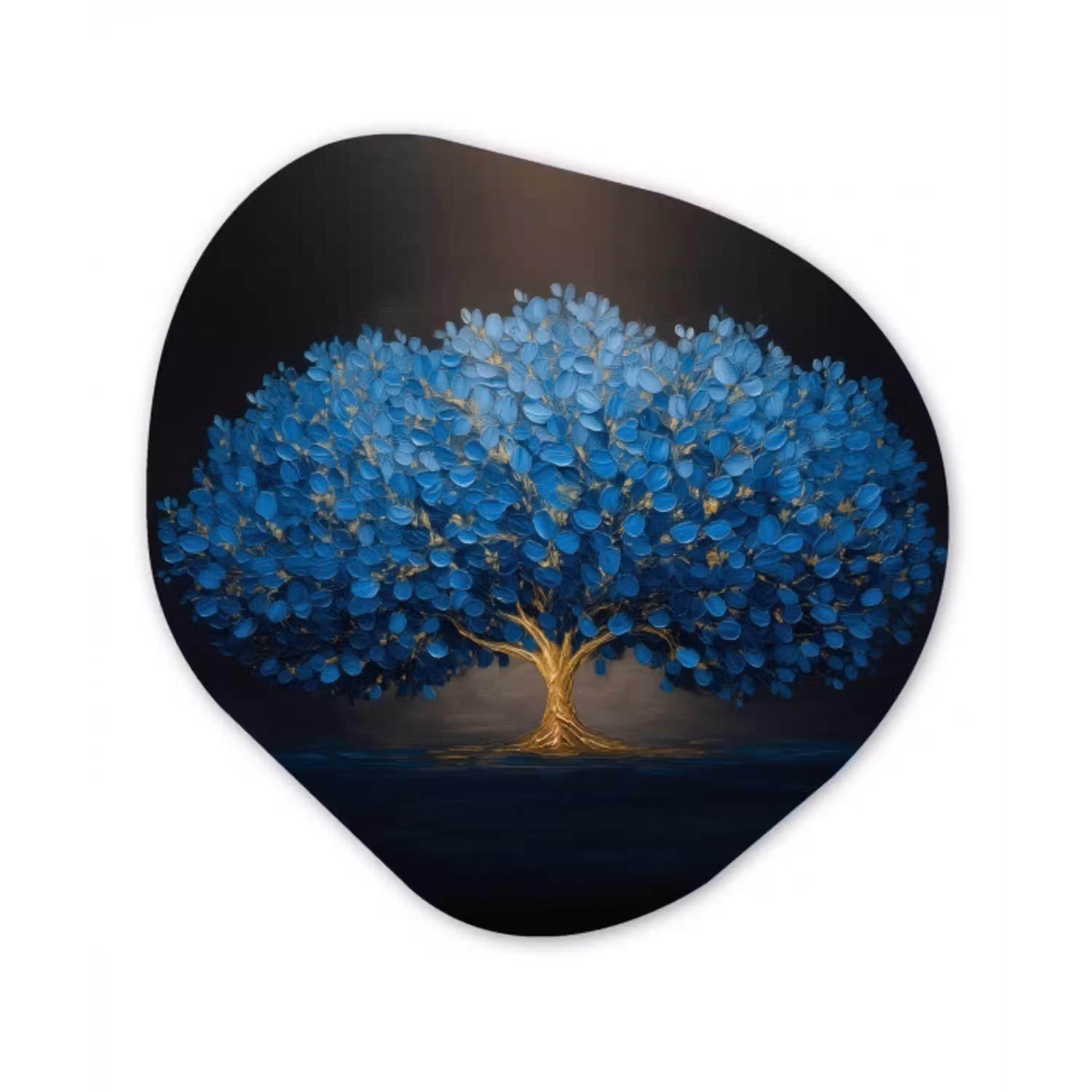 Boom - Blauw - Bladeren - Penseelstreken Wandcirkel Organisch Forex 3mm klein -3d