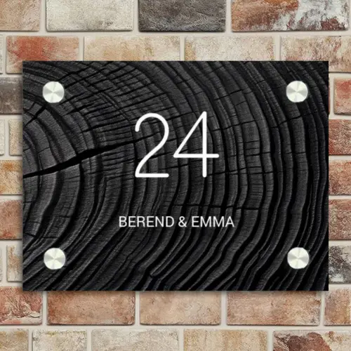Zwart houtnerf - Klassiek Naambord Rechthoek middel -sfeer3