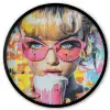 Expressief - Milkshake - Vrouw - Felle kleuren Fotolijst rond zonder passe partout klein -3d