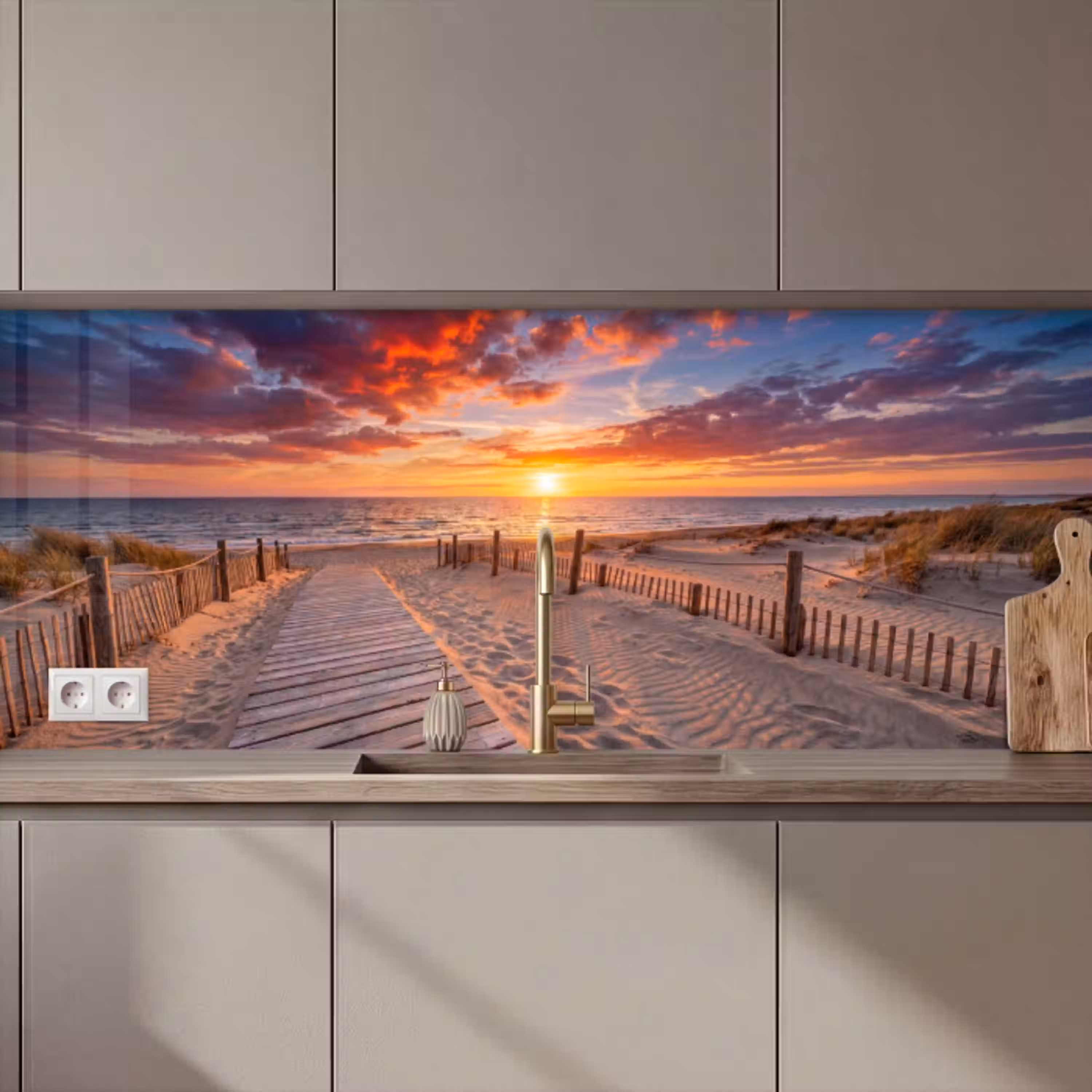Strand - Zonsondergang - Zee - Natuur - Oranje keuken achterwand 2 middel zz_3dshopping