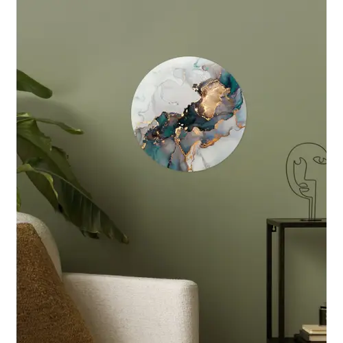 Blauw - Marmer - Goud Wandcirkel behangsticker klein -sfeer2