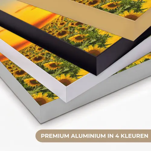 Bloemen - Zonnebloem - Zonsondergang - Nacht - Oranje Textielframe zwart klein -USP_kleurenNL