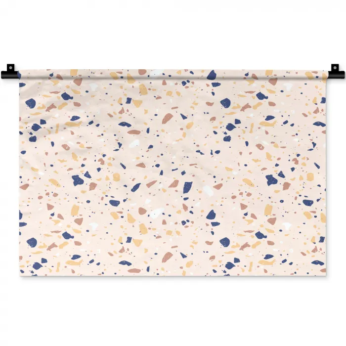 Terrazzo -  Patroon - Kleurrijk - Indigo Wandkleed katoen klein 269 -zz3d