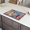 Doorkijk - Santorini - Landschap - Blauw - Grieks Inductie beschermer vinyl 3mm klein -sfeer8
