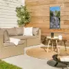 Stenen Boeddha in de ochtendzon tuinposter los doek klein -sfeer4