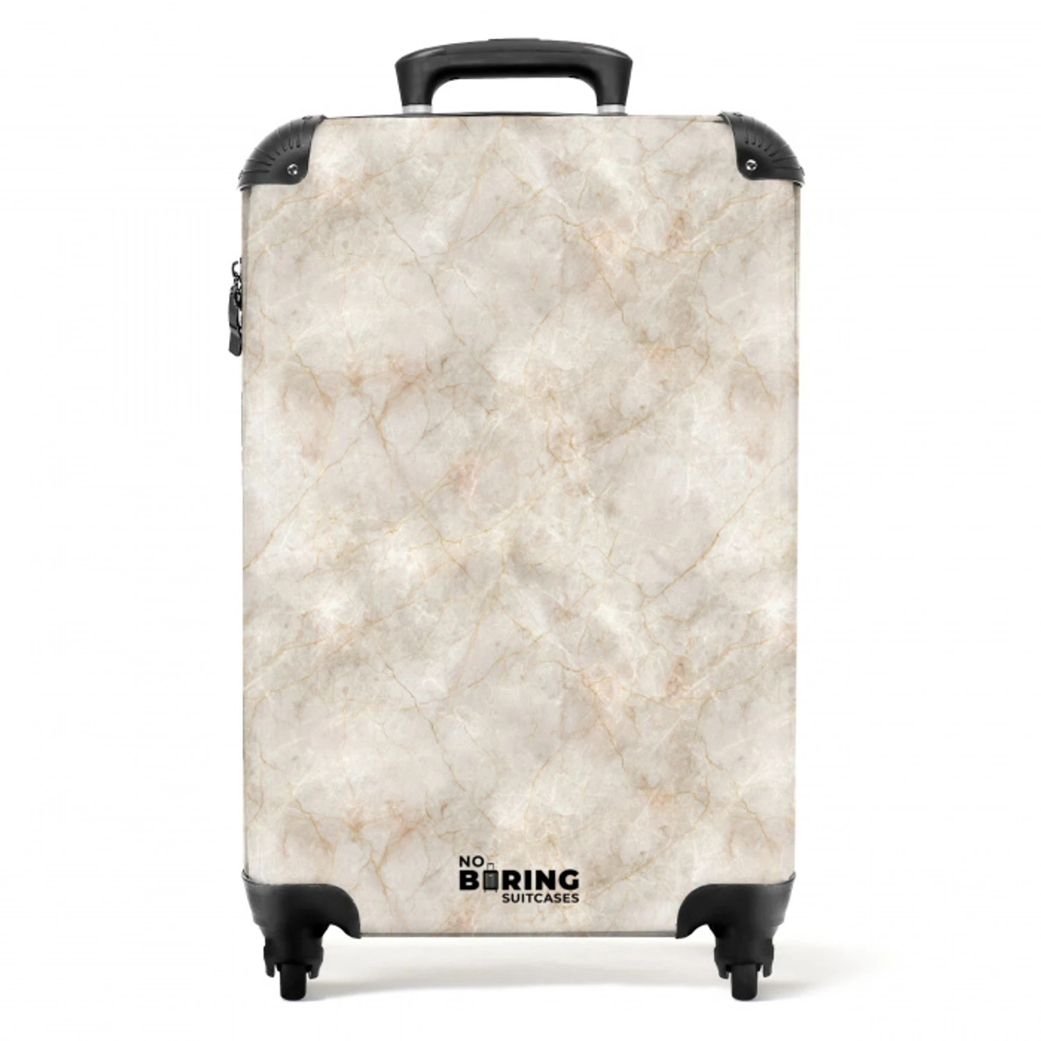 Lichtbeige - Goudbruine Nerven - Marmer NBS - Handbagage koffer - Volwassenen Unisex middel -productfoto_recht