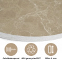 Beige - Marmer - Witte aders Akoestische PET Vilt - Rond klein 838 -closeup_NL