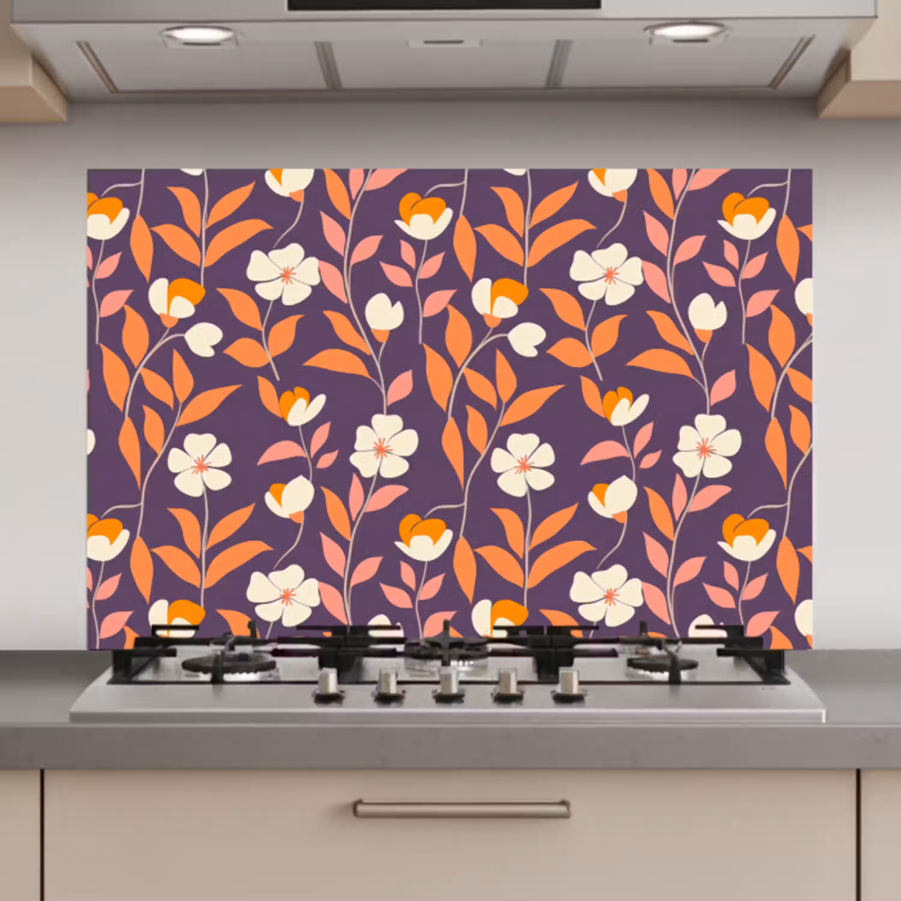 Boho - Vintage - Paars keuken achterwand spatscherm klein 900 -3d_website