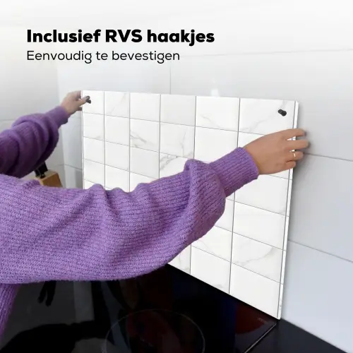 Marmer - Patroon - Aders - Wit Inductie beschemer met haakjes klein 777 -ky-ophangen-nl