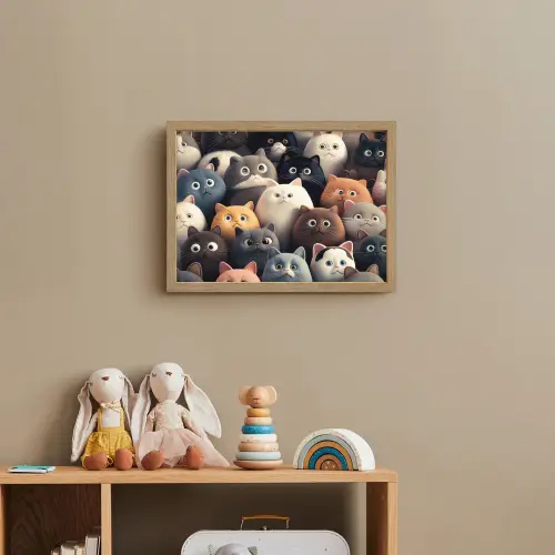 Kat - Dieren - Poes - Patroon - Jongen - Meisje Light Box met batterij (Wandlamp kind) middel -sfeer2_kind
