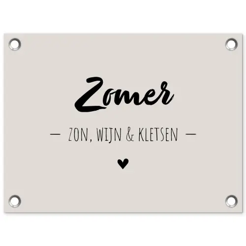 Wijn - Zomer zon, wijn & kletsen - Quotes - Tekst tuinposter los doek klein -3d