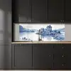 Schots - Kasteel - Blauw - Aquarel keuken achterwand 2 middel -sfeer1