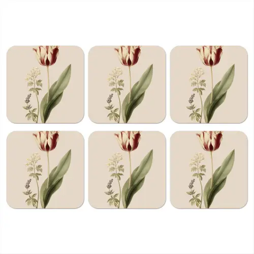 Tulp - Minimalistisch - Beige onderzetter kurk middel -3d