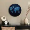 Wereldkaart - Waterstructuur - Blauw Fotolijst rond zonder passe partout klein -sfeer1