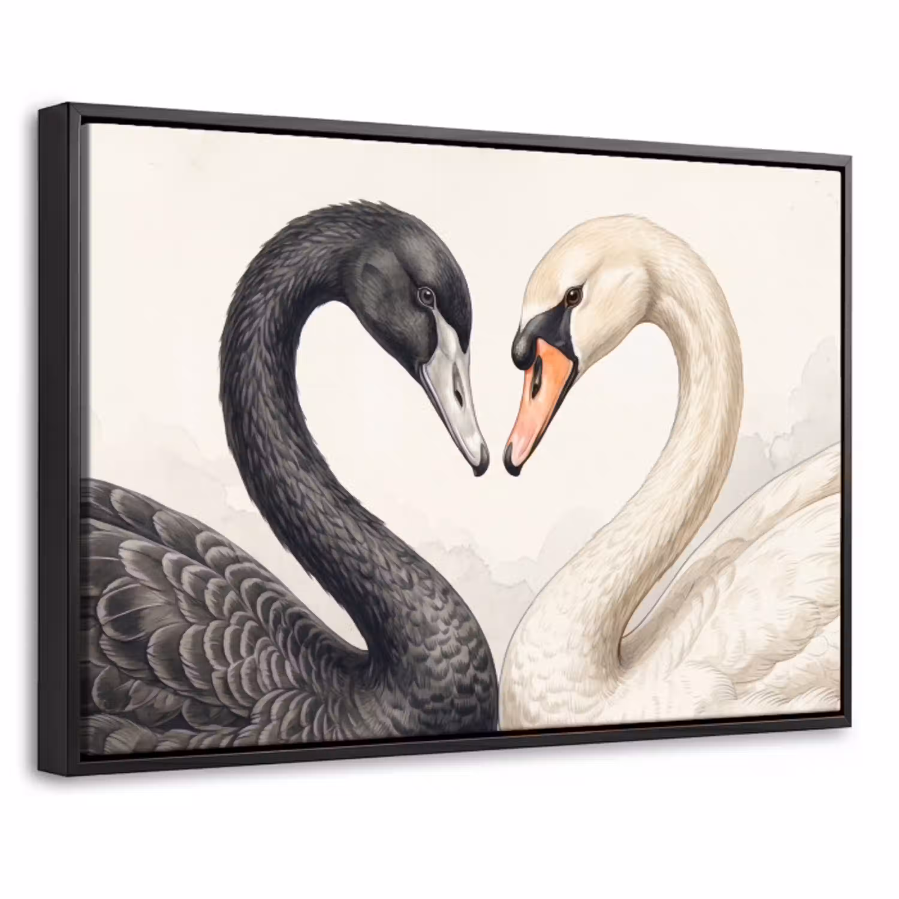 Zwanen - Hartvorm - Dieren Canvas met baklijst klein -threedimensional_3d_global