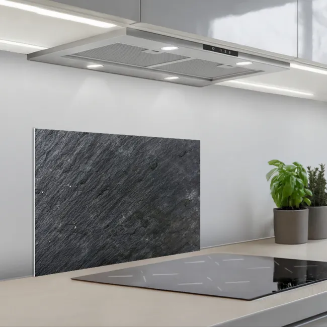 Natuursteen - Industrieel - Leisteen - Structuur - Grijs keuken achterwand spatscherm klein -3d_schuin