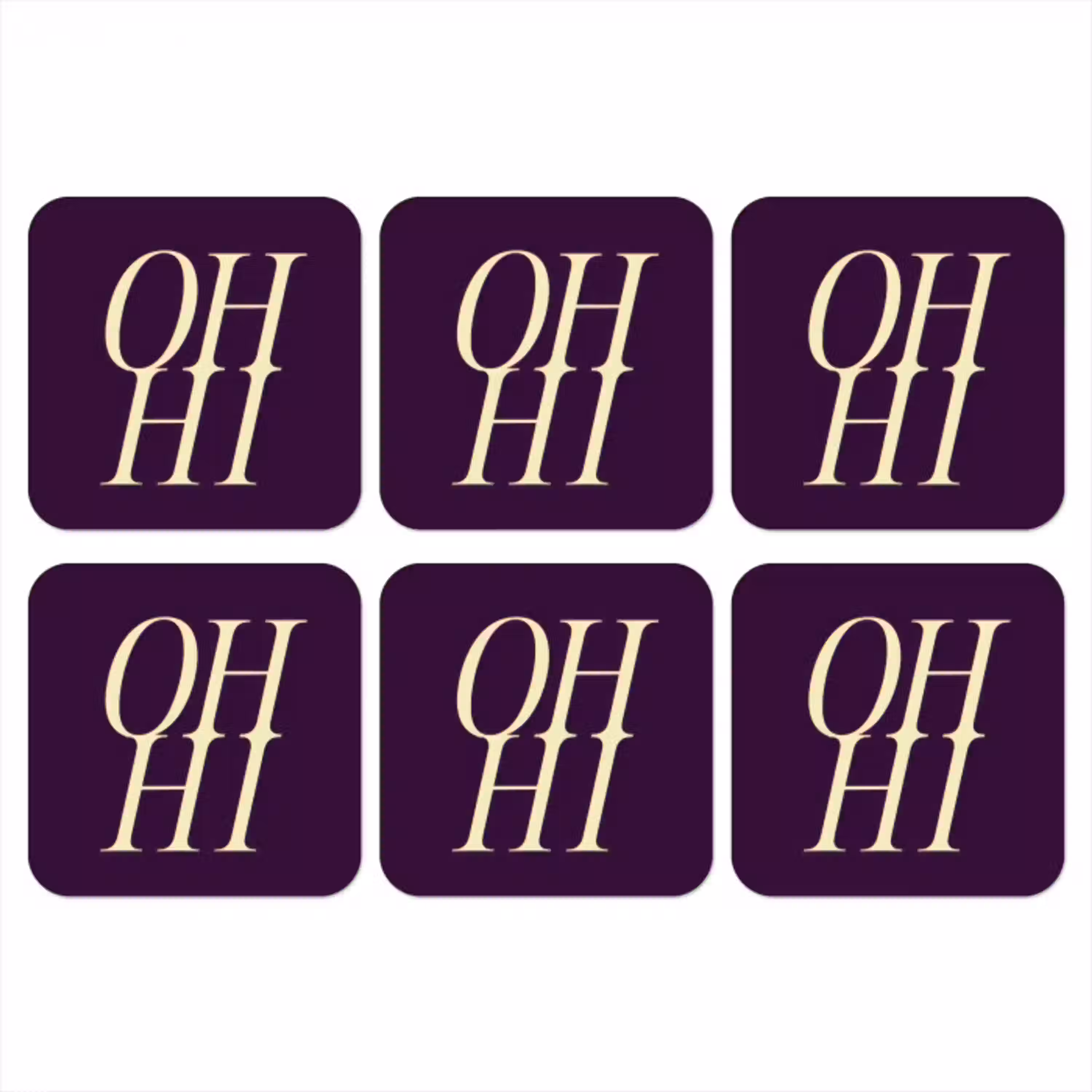 Oh hi - Paars - Minimalistisch onderzetter kurk middel -3d
