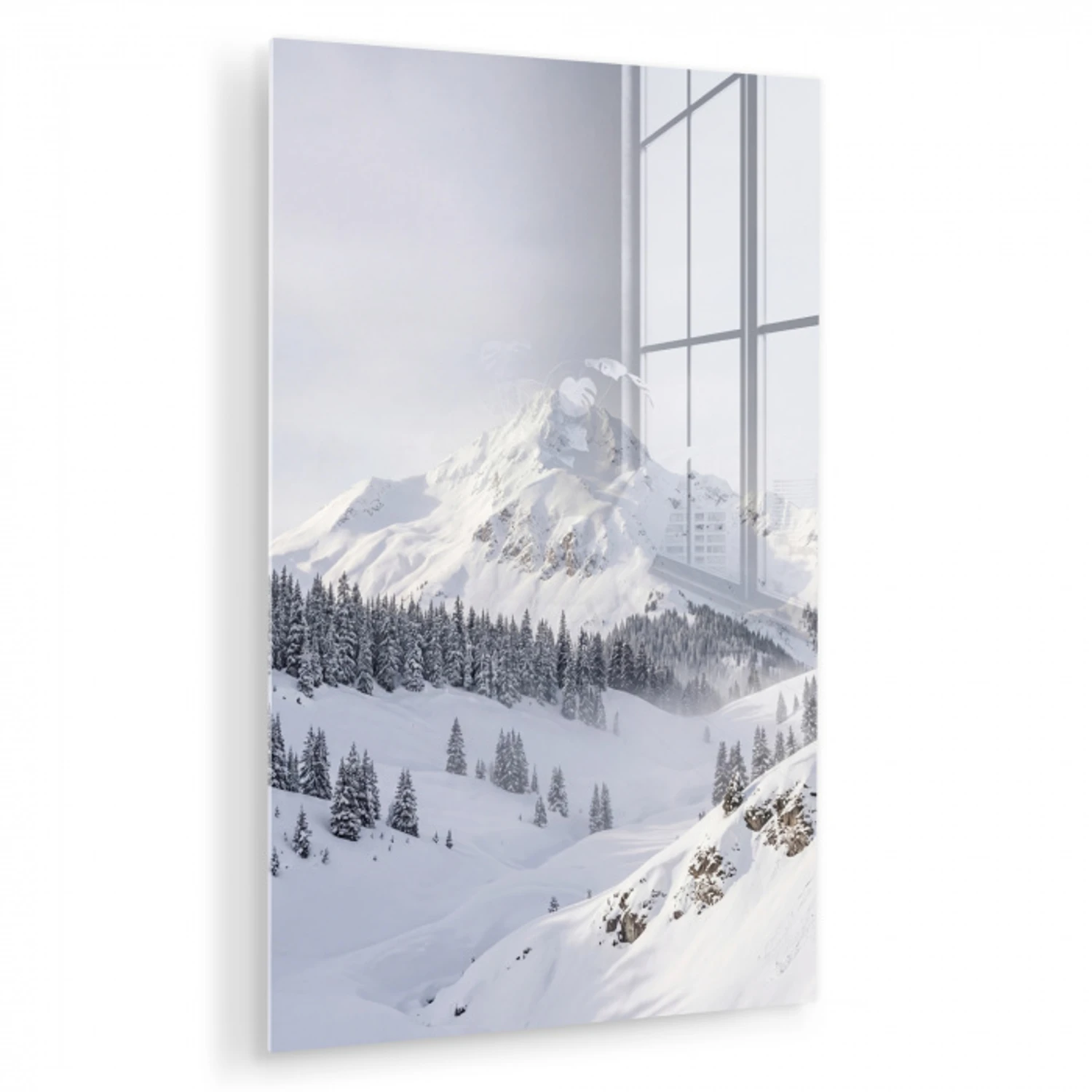 Berg - Sneeuw - Winter - Natuur - Wit plexiglas 5mm klein -zzzproduct_nieuw