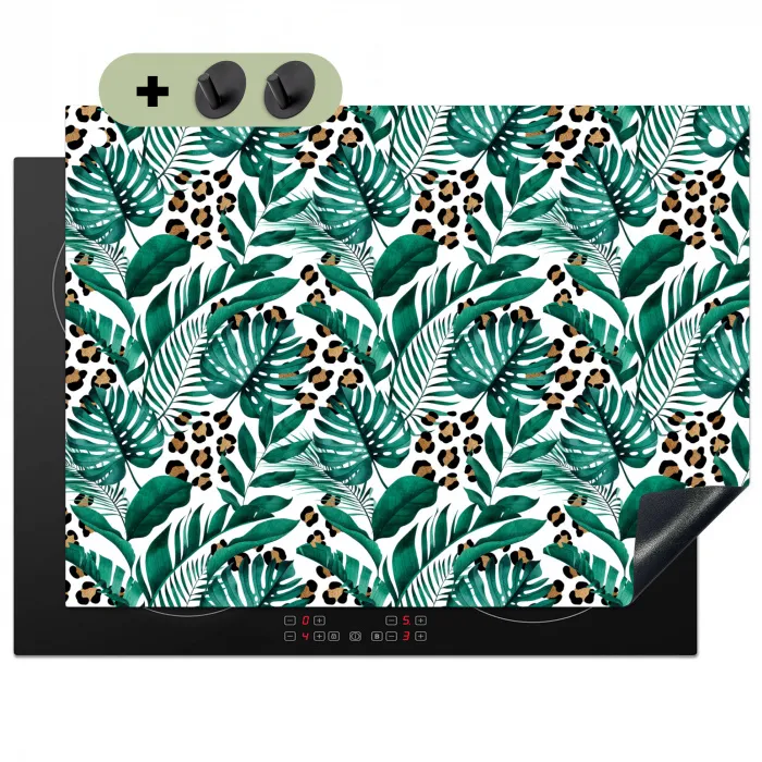Panterprint - Bladeren - Jungle Inductie beschemer met haakjes klein -3d