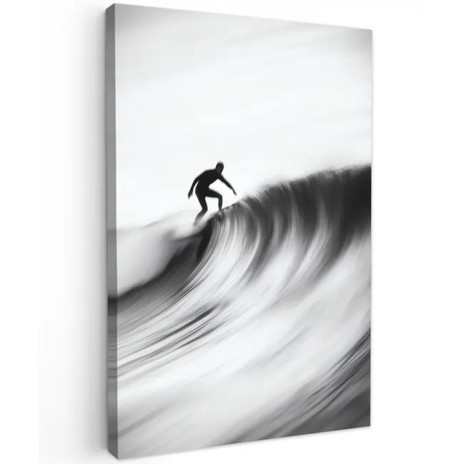 Surfer - Golf - Vervaagd - Zwart canvas 2cm klein -z3d
