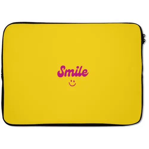 Smile - Geel - Roze laptophoes neopreen klein -zkaufland3dotto