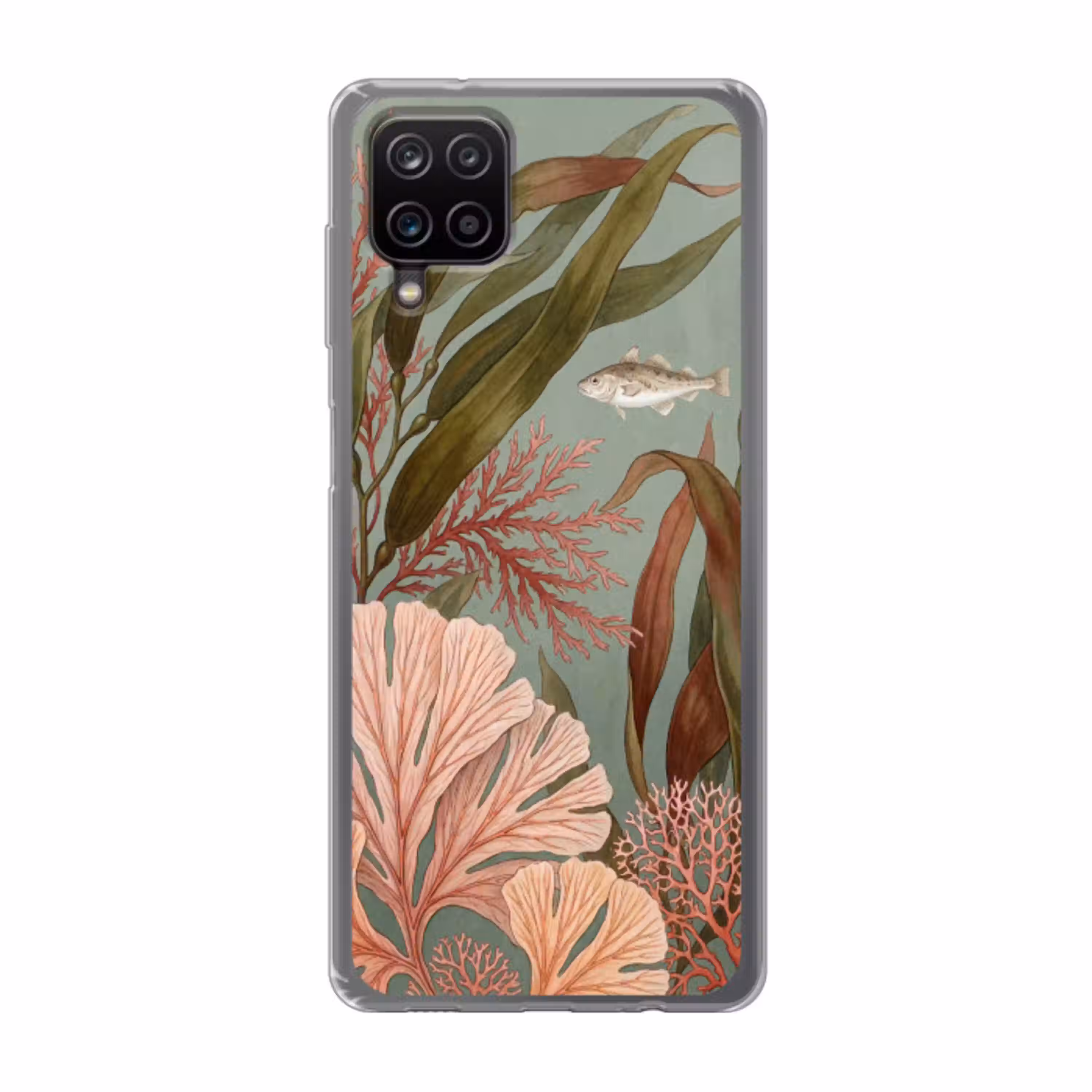 Onderwater - Planten - Vis - Vintage - Groen Telefoonhoesje Samsung Galaxy A12 klein -3d