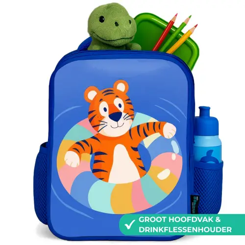 Tijger - Zwemband - Water Kinderrugzak - Blauw middel -inhoud_NL