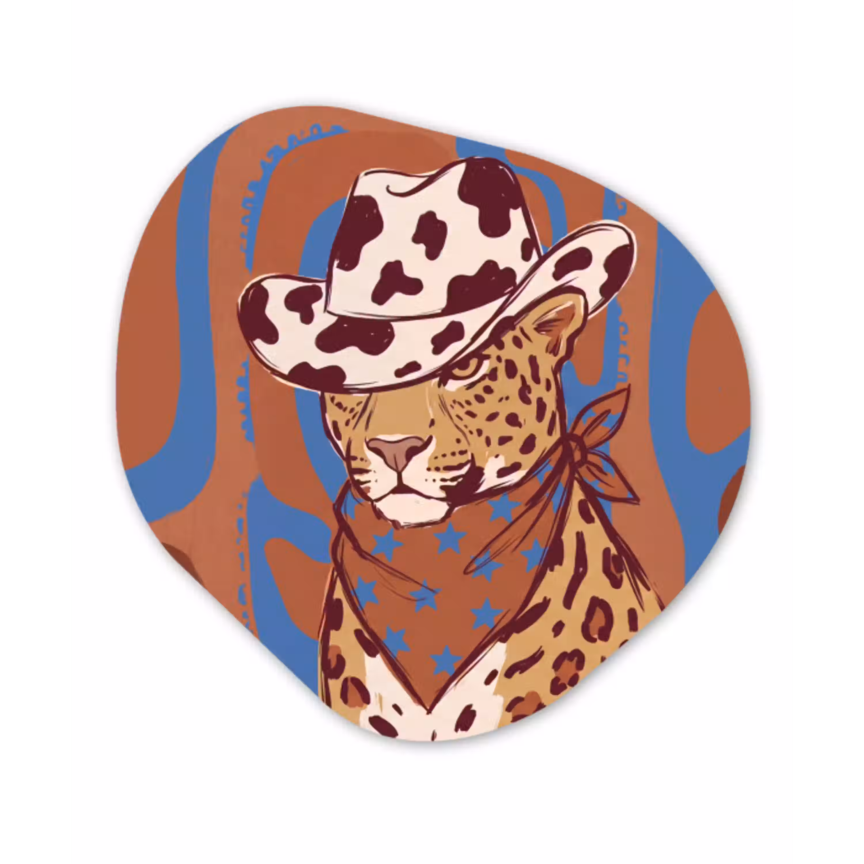 Dieren - Cowboyhoed - Modern - Illustratie - Bruin Wandcirkel Organisch Forex 3mm klein -3d