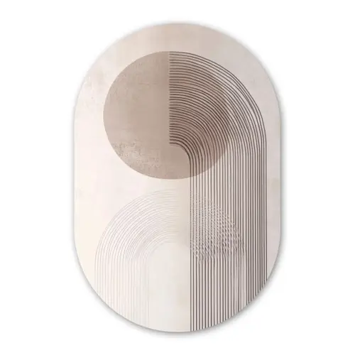 Minimalistisch - Cirkel - Lichtgrijs Wandcirkel Ovaal Forex klein -3d