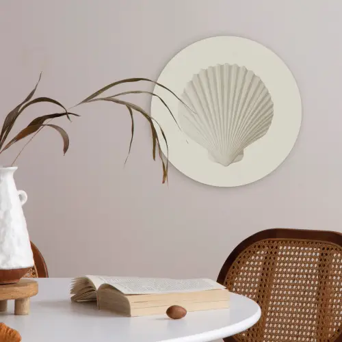 Schelp - Minimalistisch - Wit Akoestische PET Vilt - Rond klein -sfeer3