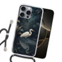 Reiger - Water - Natuur - Modern - Wit Hoesje iPhone 16 Pro Max met koord klein -sfeer1