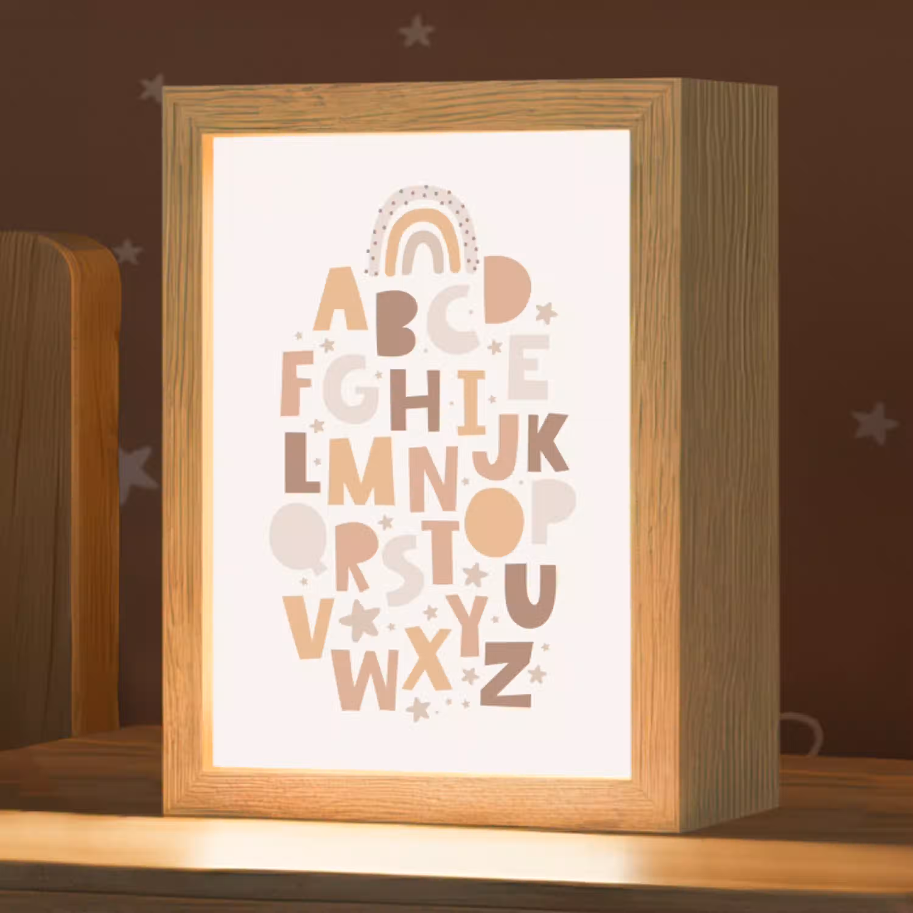 Educatief - Alfabet leren - Regenboog - Pastel - Letters Light Box met kabel klein -zzz_3d_website