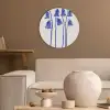 Bloemen - Blauw - Lijnen - Bloemblaadjes Akoestische PET Vilt - Rond klein -sfeer1