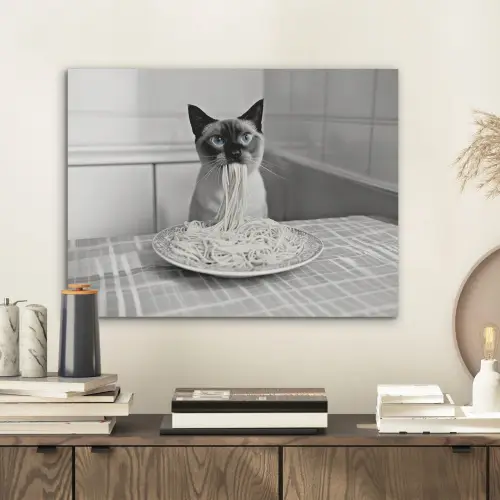 Kat - Siamees - Zwart Wit - Schattig - Dieren PET vilt klein -sfeer1