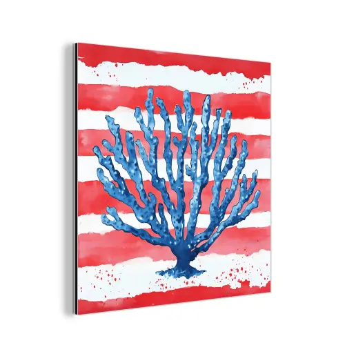 Koraal - Verfstructuur - Rood - Blauw aluminium wit klein -3d