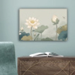 Lotus - Bloemen - Groen canvas 2cm klein -sfeer4