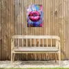 Graffiti - Lippen - Felroze - Geschilderd Tuinposter op houten frame 2 cm dik klein -sfeer4