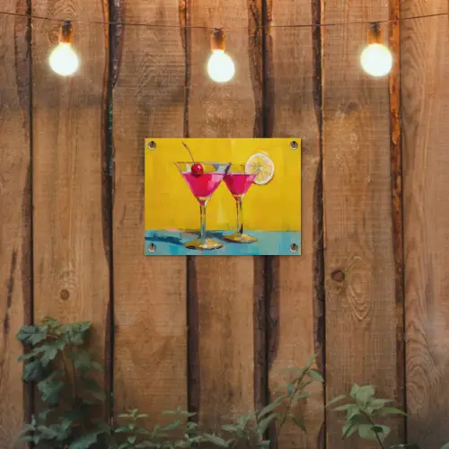Glazen - Cocktail - Citroen - Kers tuinposter los doek klein -sfeer1