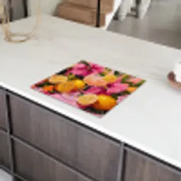 Drink - Bloemen - Yellow Inductie beschermer vinyl 3mm middel -sfeer8