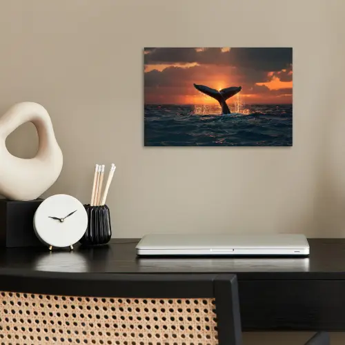 Walvis staart - Water - Zonsondergang poster papier klein -sfeer1