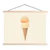 Minimalistisch - Schepijs - Hoorntje - Beige textielposter latten blank klein -3d