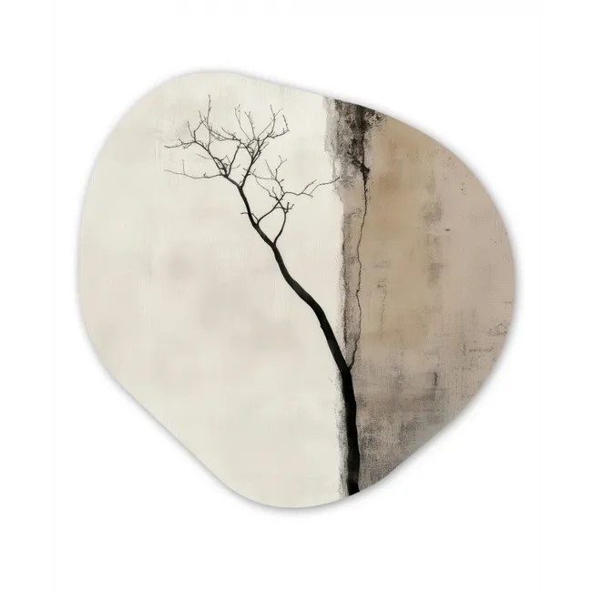 Organisch schilderij glas - Wabi sabi - Plant - Beige
